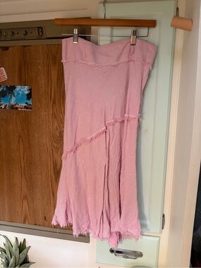 Y2K vintage New Look (UK brand) Soft Pink Raw Hem Midi Skirt